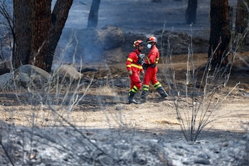 Miembros de la UME en la urbanización El Romillo del municipio toledano de Almorox. (EFE/Ismael Herrero)