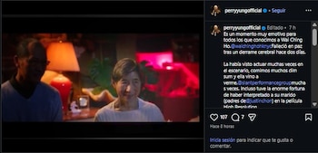 Perry Yung reveló que Wai Ching Ho falleció a causa de un derrame cerebral.