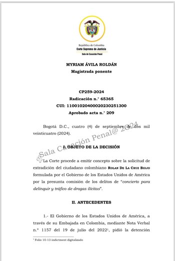 Las pruebas presentadas en la Corte Suprema fueron fundamentales para autorizar la extradición de este deportista arrestado en Tumaco, Nariño - crédito Corte Suprema de Justicia