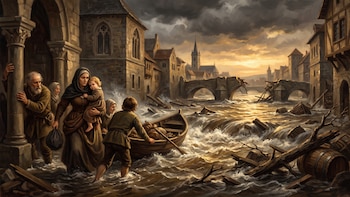 Así fue la "inundación del milenio" que arrasó Europa hace 700 años y sepultó a medio continente
