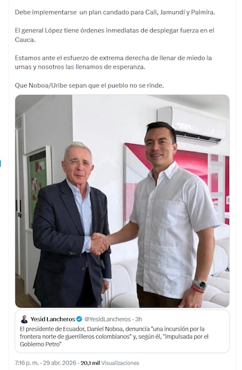 El mandatario colombiano cuestionó a sectores políticos y señaló una posible convergencia entre el presidente Daniel Noboa y el expresidente Álvaro Uribe Vélez - crédito @petrogustavo/X