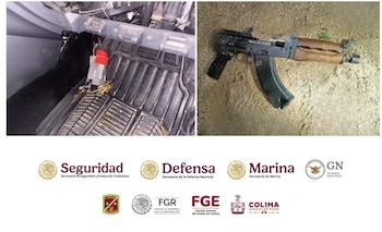 Autoridades aseguraron dos armas largas, cartuchos y casquillos tras un enfrentamiento registrado en Manzanillo. (Facebook SSPC)