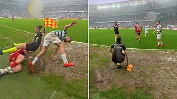 Fueron a luchar por una pelota y golpearon a una jueza de línea sin querer, pero su reacción tras la caída generó polémica