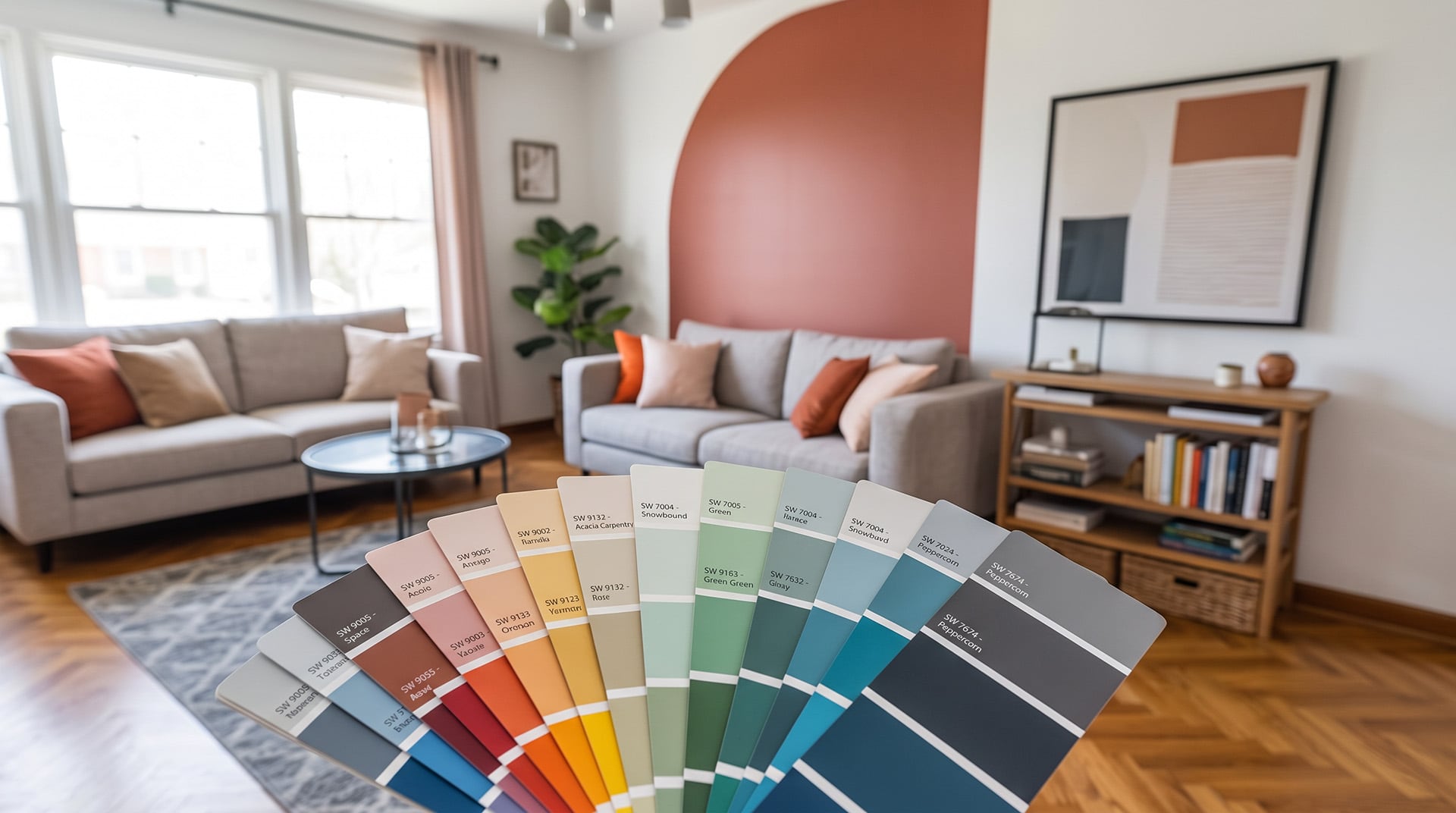 Fotografiar las cartas de color de la tienda de pinturas y subirlas junto con la foto del ambiente a Google Gemini permite ver ese tono exacto aplicado en la pared real, con la luz y los muebles propios