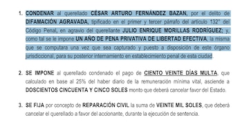 Condena impuesta a César Fernández