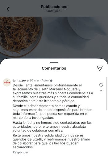 Comunicado de Tanta brindado a