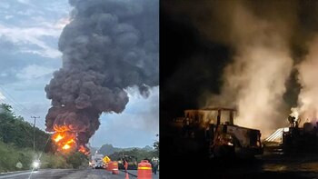 El estallido sembró el pánico en la comunidad. Afortunadamente no hay ninguna persona lesionada. (Fotos: Facebook/Línea Privada/Presencia Noticias)