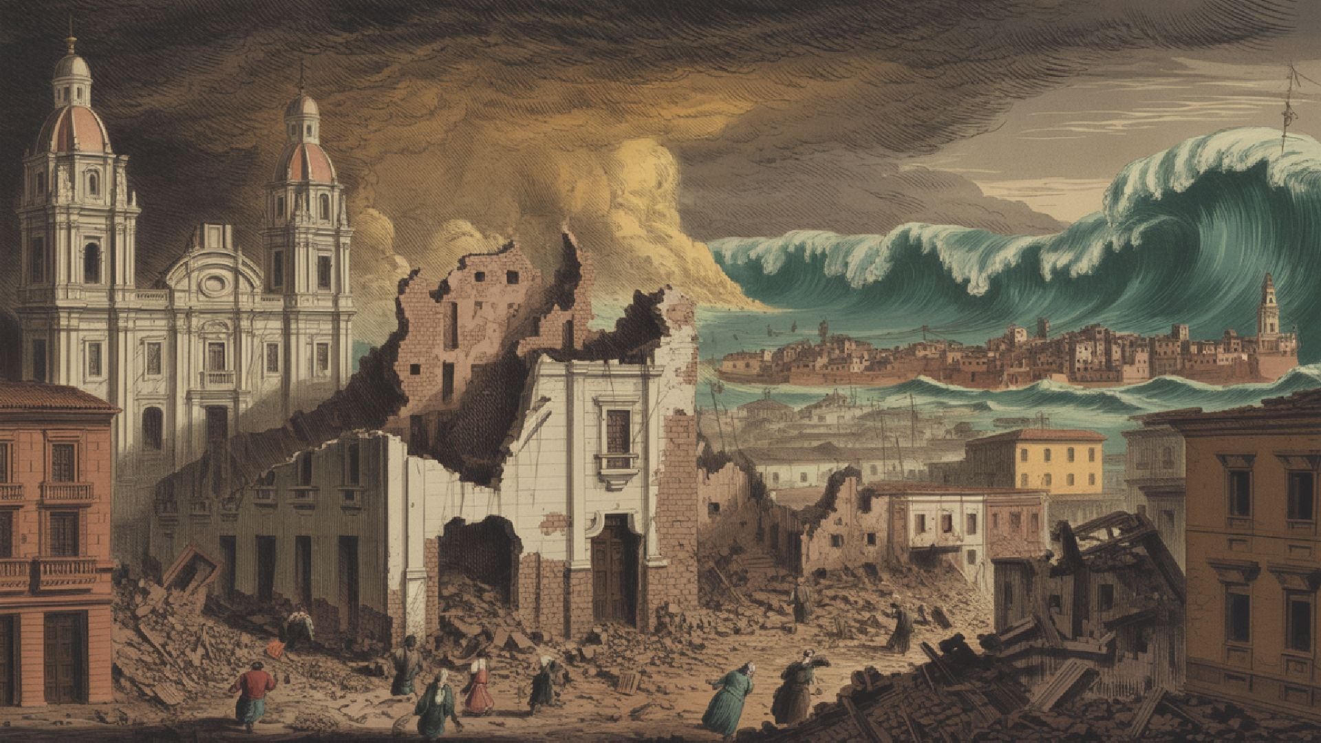Lima y el Callao vivieron su noche más oscura el 28 de octubre de 1746, cuando un sismo y un tsunami devastaron ambas ciudades y segaron miles de vidas. (Imagen Generada por IA)
