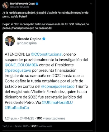 La congresista aseveró que la