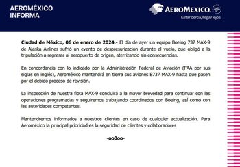 Aeroméxico anunció la suspensión de