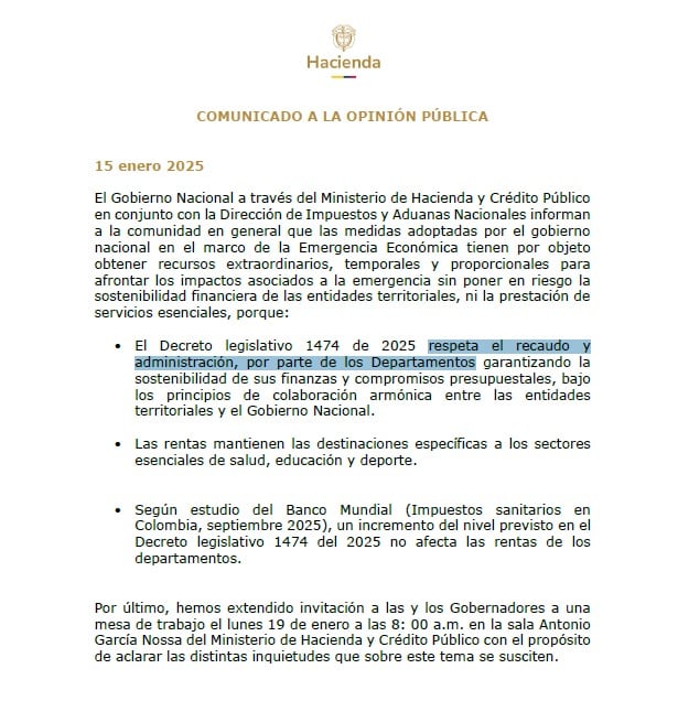 El Gobierno asegura que los servicios esenciales en las regiones, como salud y educación, están protegidos ante las recientes medidas económicas - crédito Ministerio de Hacienda
