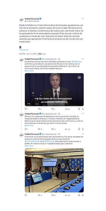 La Plataforma Unitaria Democrática agradeció