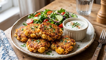 Tortas de coliflor con pollo: opción rica en proteína y fibra para mejorar la digestión