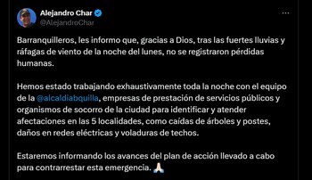 Pronunciamiento del alcalde de Barranquilla,