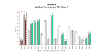 Perfil de vencimientos TES Clase B presentado por el Gobierno - crédito Ministerio de Hacienda