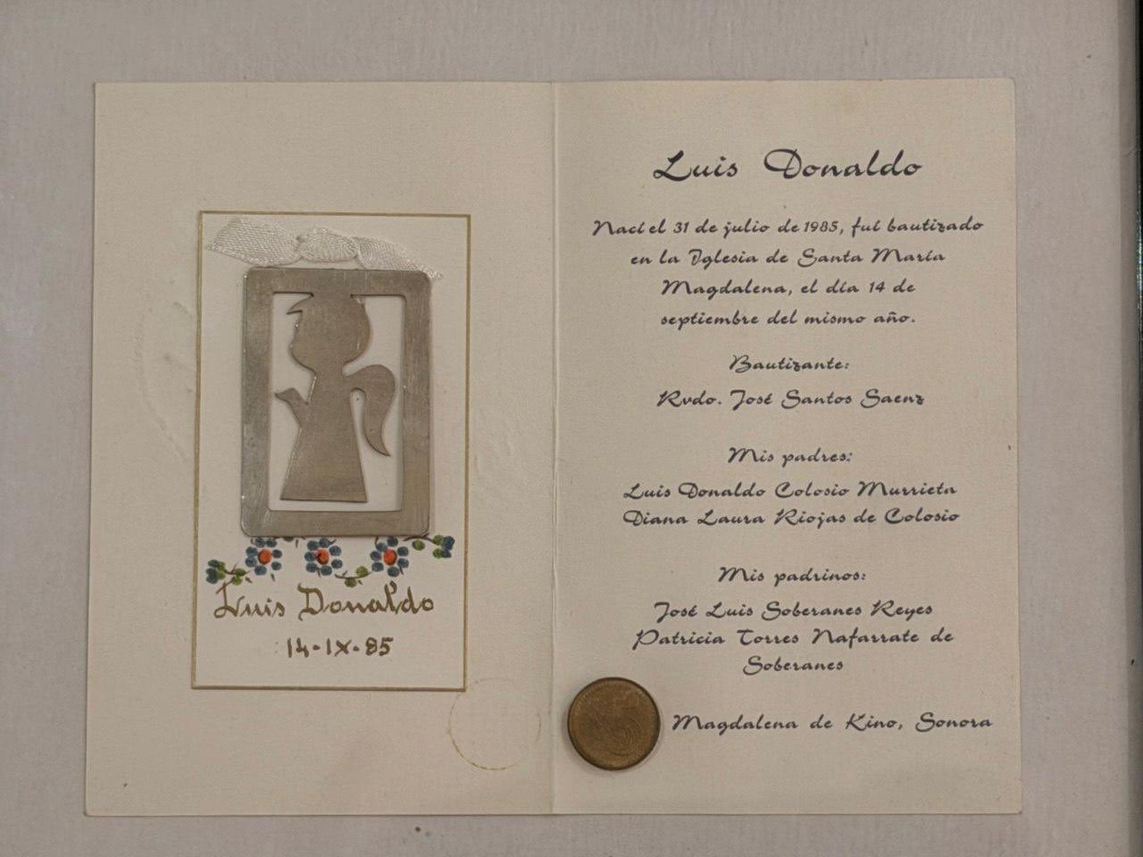 Colosio muestra invitación de bautizo para reafirmar que es de Sonora, tras críticas de Ariadna Montiel. (Foto: X/@letroblesrosa)