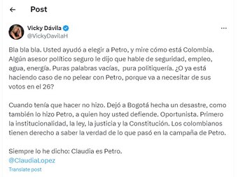 Vicky Dávila enfureció debido al