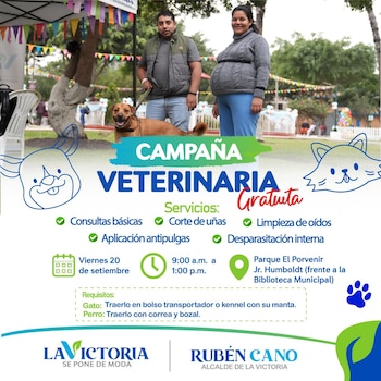 Campaña veterinaria gratuita este 20