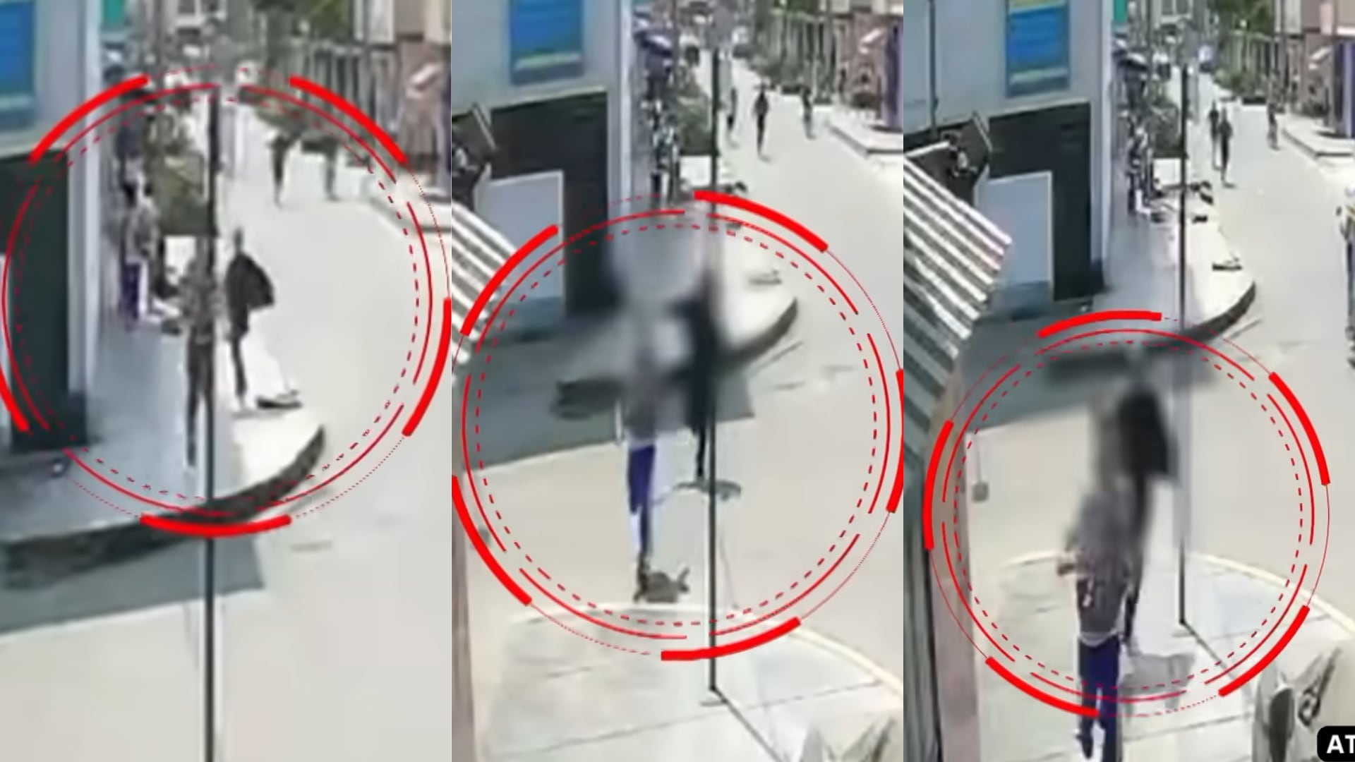 Imágenes de cámaras de seguridad muestran el momento del ataque con machete a un adolescente de 16 años a la salida del colegio Julio C. Tello en Ate, Lima. (Composición: Infobae Perú)