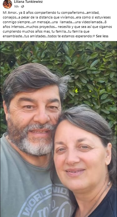 Liliana Tunkiewiez compartió un mensaje para Raúl Moyano a casi dos semanas de su desaparición