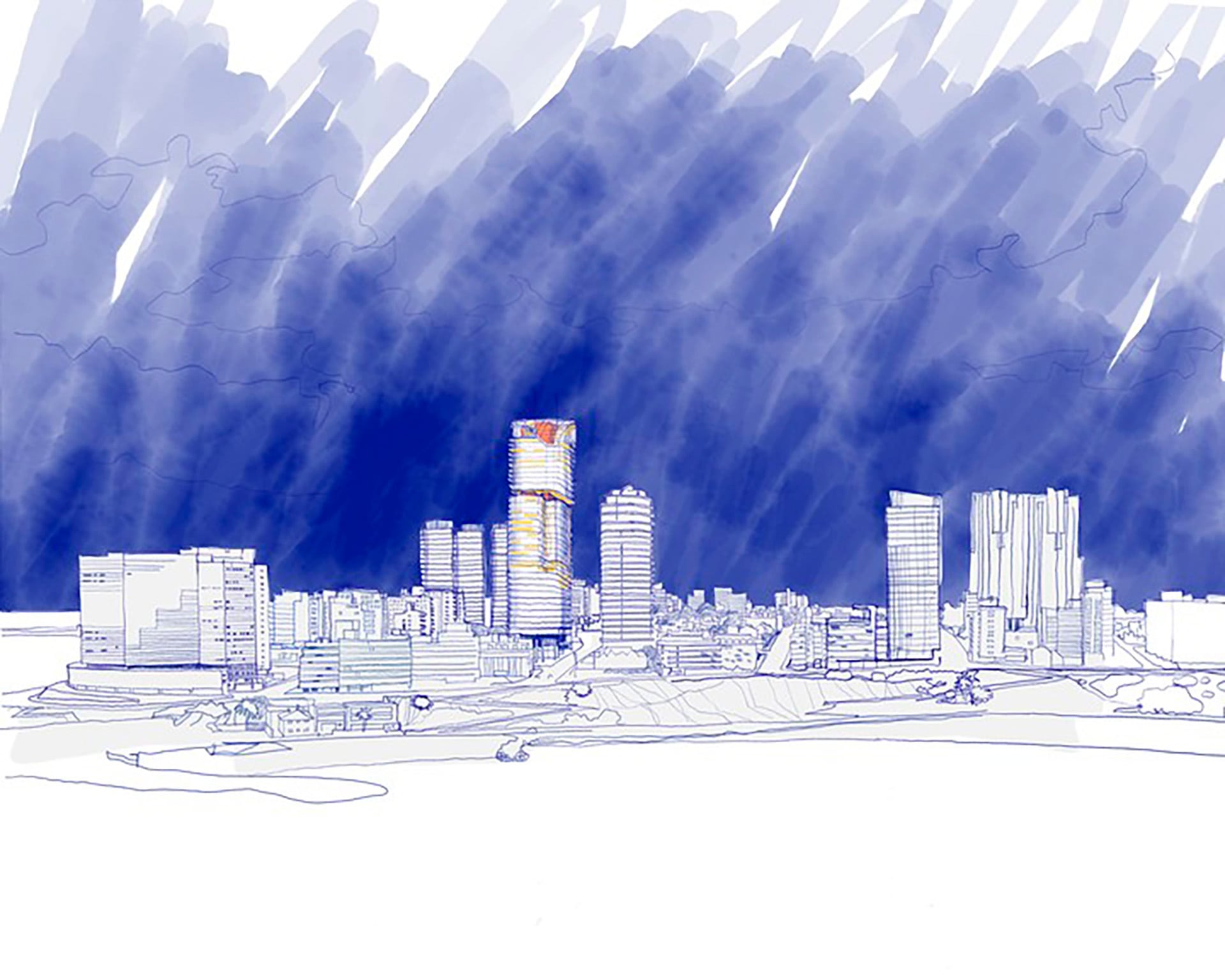 Otra vista de cómo la nueva torre sobresaldrá en el skyline marplatense