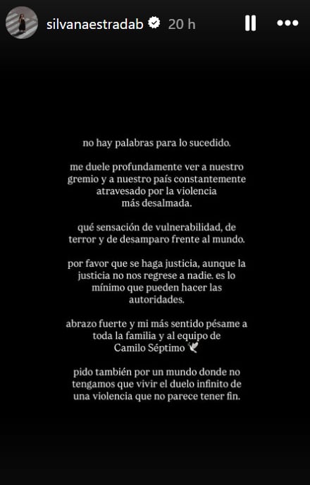 La cantante lamenta el multihomicidio de Jonathan Meléndez y su familia en Atizapán de Zaragoza, Estado de México, y exige a las autoridades esclarecer el caso. (IG: silvanaestradab)