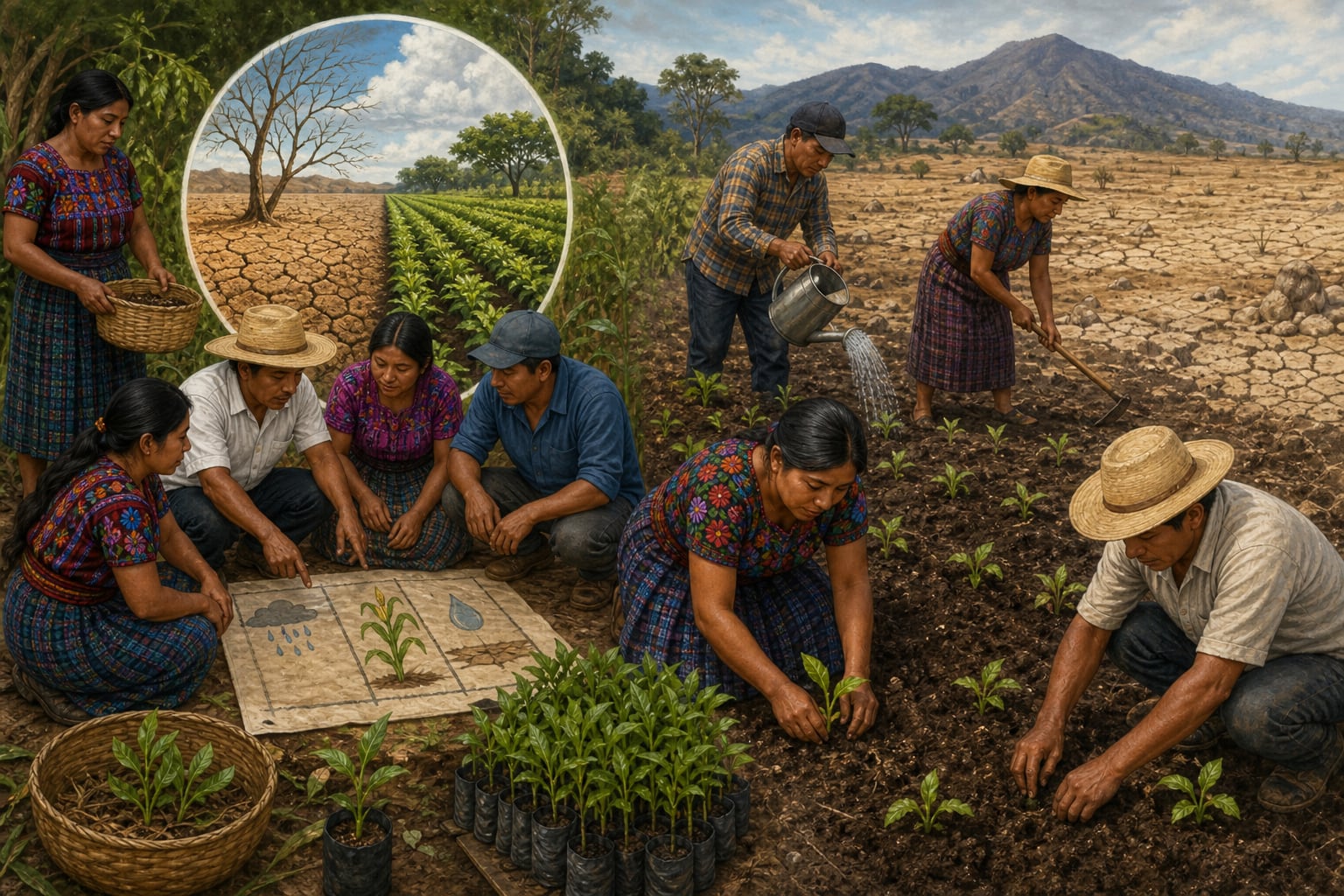 Agricultores en Guatemala coordinan técnicas de siembra y cultivo para afrontar el impacto de la sequía y el fenómeno de El Niño. (Imagen Ilustrativa Infobae)
