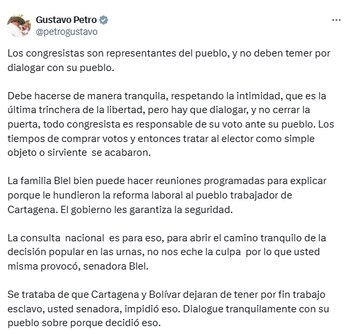 Presidente Gustavo Petro le respondió