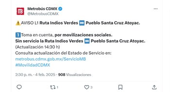 Servicio del Metrobús hoy (X/