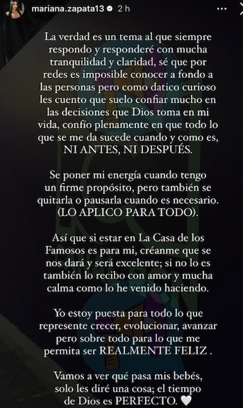 La influencer Mariana Zapata habló