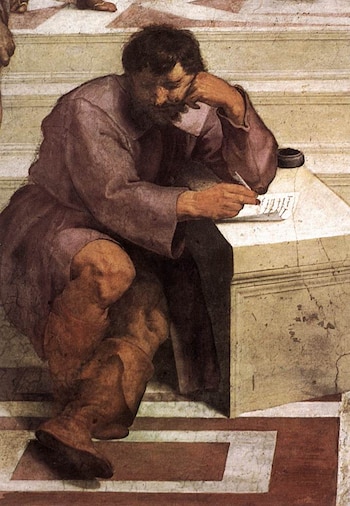 Heráclito en el cuadro 'La escuela de Atenas', de Rafael Sanzio.