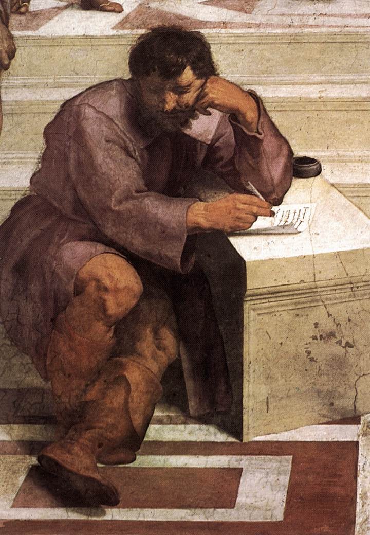 Heráclito en el cuadro 'La escuela de Atenas', de Rafael Sanzio.