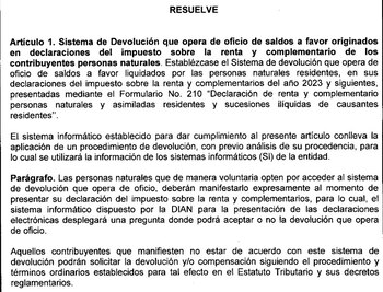 Decisión de la Dian sobre