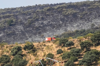 Vista de la zona afectada por el incendio originado este jueves en la localidad toledana de Almorox. (EFE/Mario Morón Pereira)