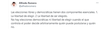 El mensaje de Alfredo Romero,