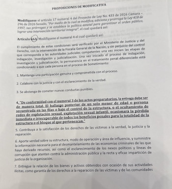 La congresista busca que las estructuras que mantengan menores de edad o personas secuestradas pierdan los beneficios penales - crédito @CarolBordaA/X