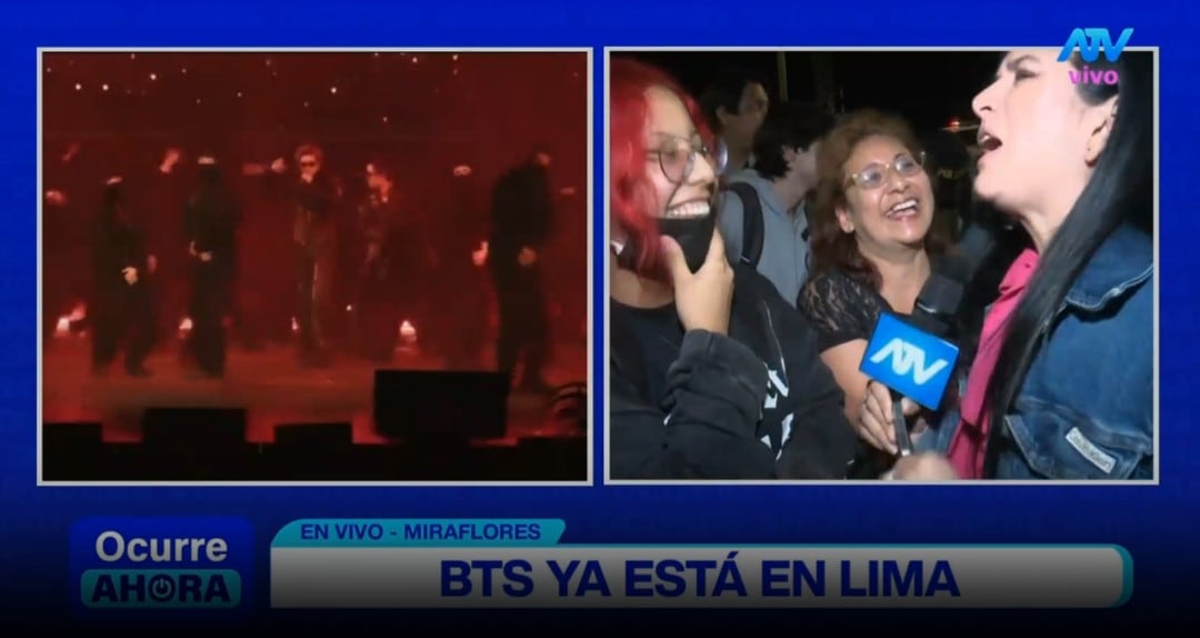 BTS en Lima: ARMY toma los alrededores del hotel y espera con emoción la salida del grupo. Captura: ATV Noticias.
