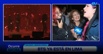 BTS en Lima: ARMY toma los alrededores del hotel y espera con emoción la salida del grupo. Captura: ATV Noticias.