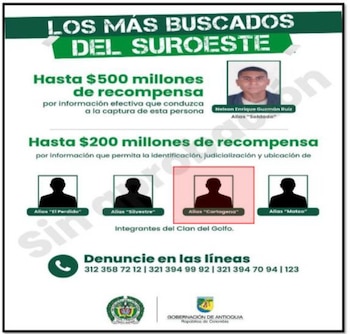 Las autoridades confirmaron una recompensa de $200 millones por información que condujera a la captura del cabecilla del Clan del Golfo - crédito EJC