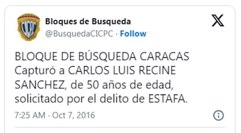 Carlos Recine habría sido detenido