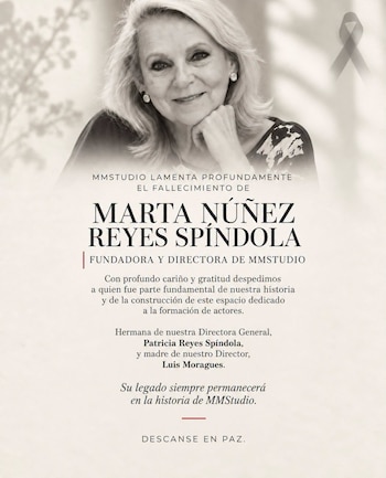 A través de un comunicado institucional difundido en redes sociales, la academia MM Studio despidió a la gestora teatral.