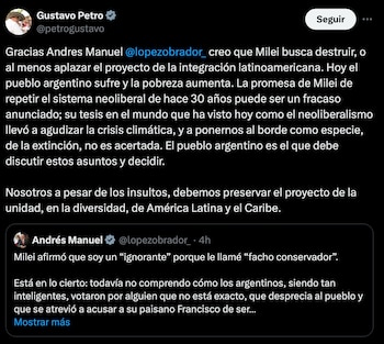 Gustavo Petro-AMLO-Javier Milei-México-28 de marzo