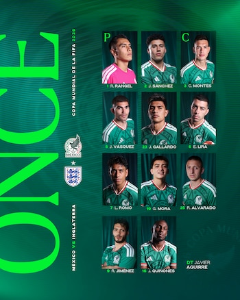 La alineación titular del Tri para el partido. (X/ @miseleccionmx)