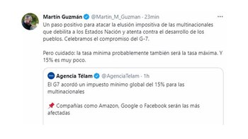 El tuit de Guzmán festejando