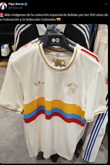 En las redes sociales se hizo viral el nuevo diseño de la nueva camisera de la selección Colombia - crédito @PSierraR/X