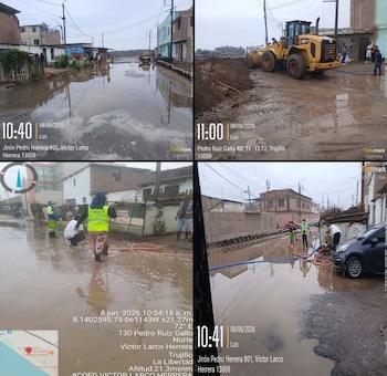 Víctor Larco sufre inundaciones en viviendas y calles, luego de que el agua superara la barrera de protección costera. COER