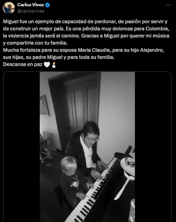 Carlos Vives dejó emotiva dedicatoria