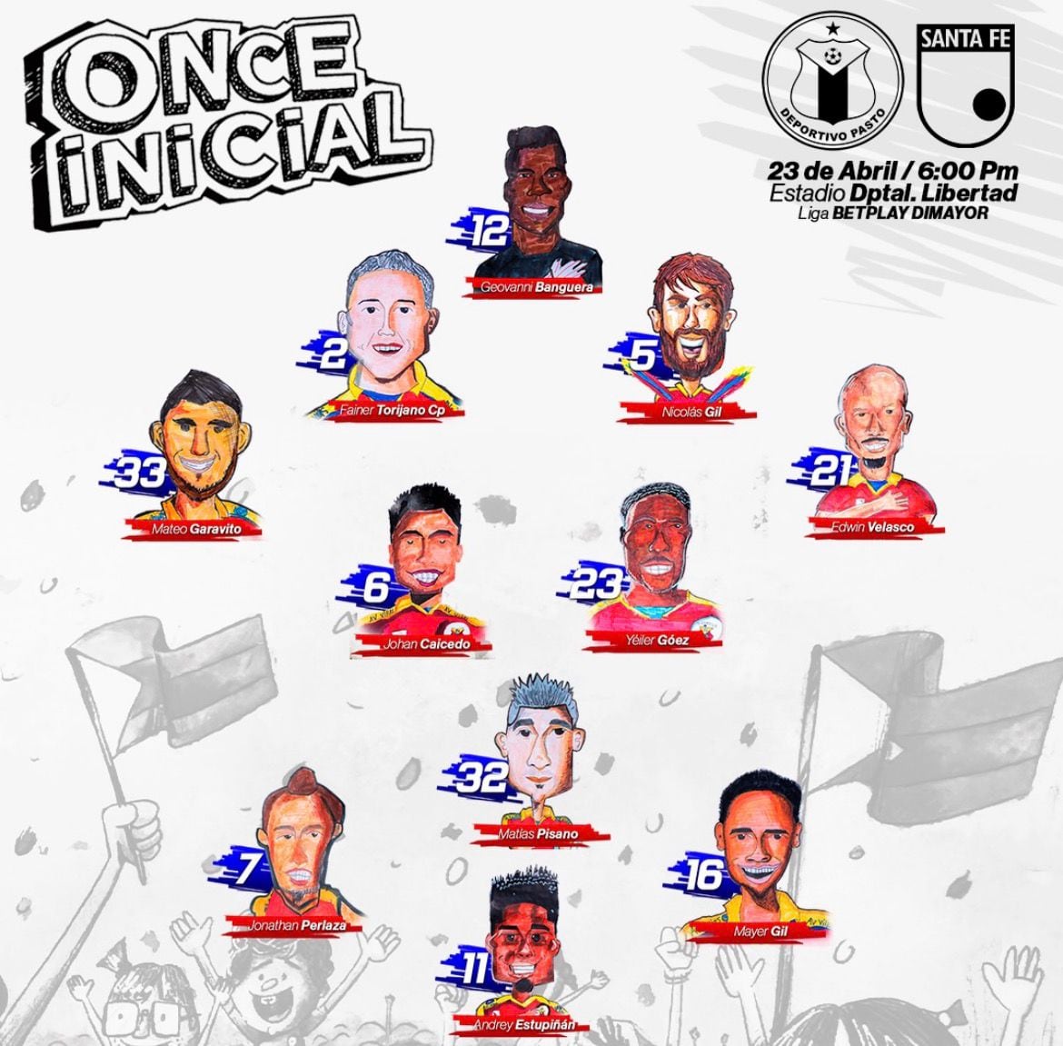 Este es el once inicial de Deportivo Pasto para enfrentar a Independiente Santa Fe por la fecha 18 - @deportivopastoificial/Instagram