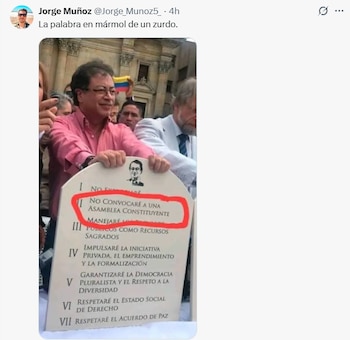 Comentario en redes sociales señalan el contraste entre las promesas de campaña de Petro y su actual llamado a financiar la constituyente. - crédito X