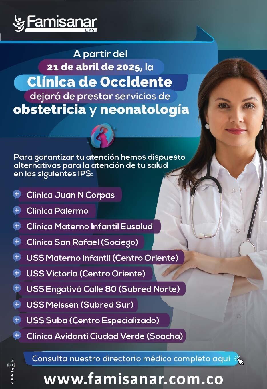 Estos son los puntos donde se seguirá atendiendo a los usuarias - crédito EPS Famisanar